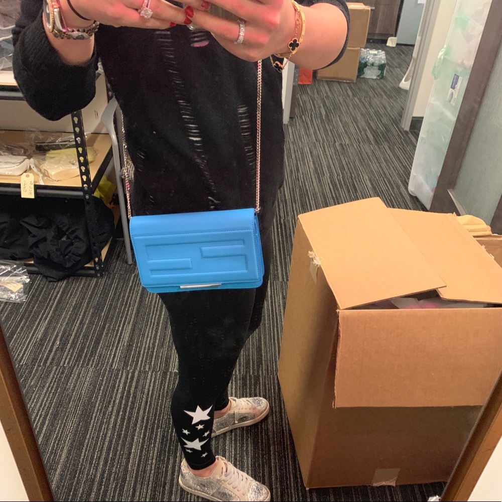 Fendi leather tube wallet on a chain